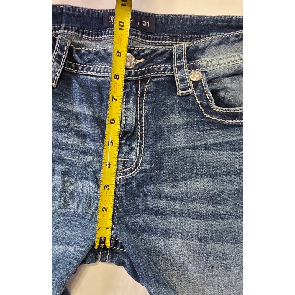 Miss Me Mid-Rise Bootcut Jeans Women Size 31 Embellished Pocket Stretch Blue - Picture 8 of 11